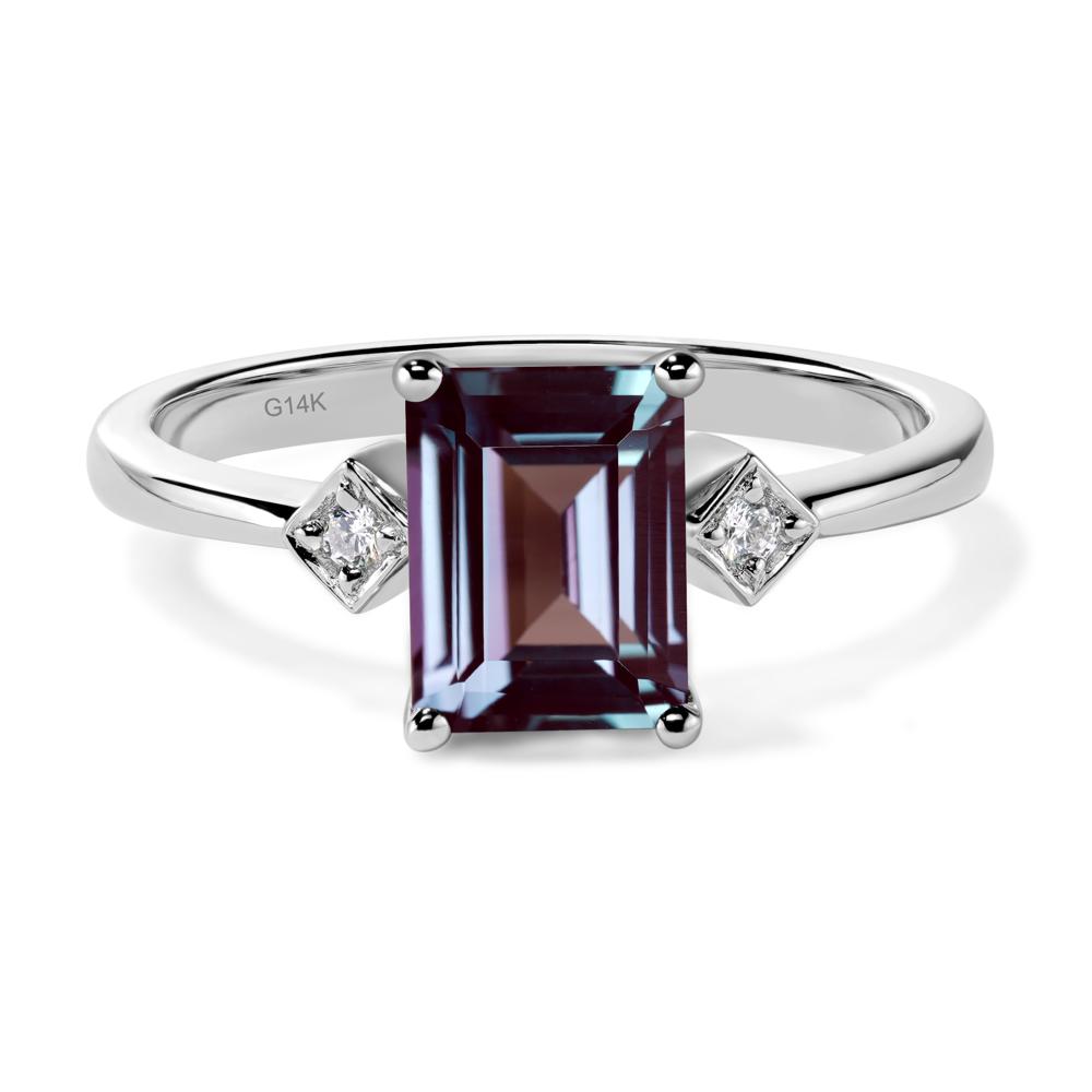 Emerald Cut Lab Alexandrite Engagement Ring - LUO Jewelry #metal_14k white gold