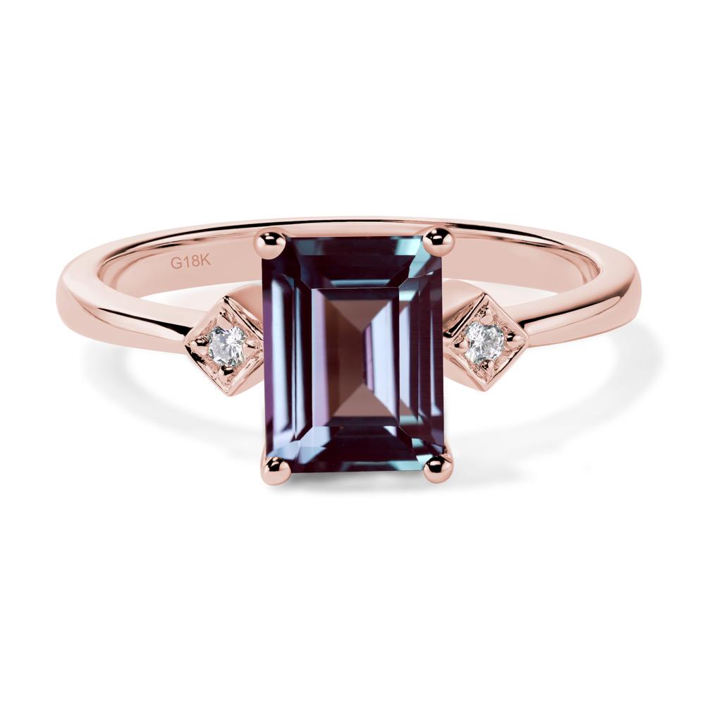 Emerald Cut Lab Alexandrite Engagement Ring - LUO Jewelry #metal_18k rose gold