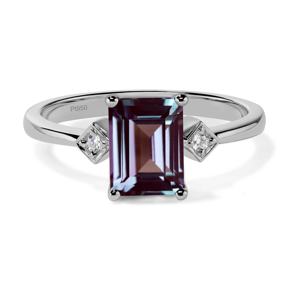 Emerald Cut Lab Alexandrite Engagement Ring - LUO Jewelry #metal_platinum