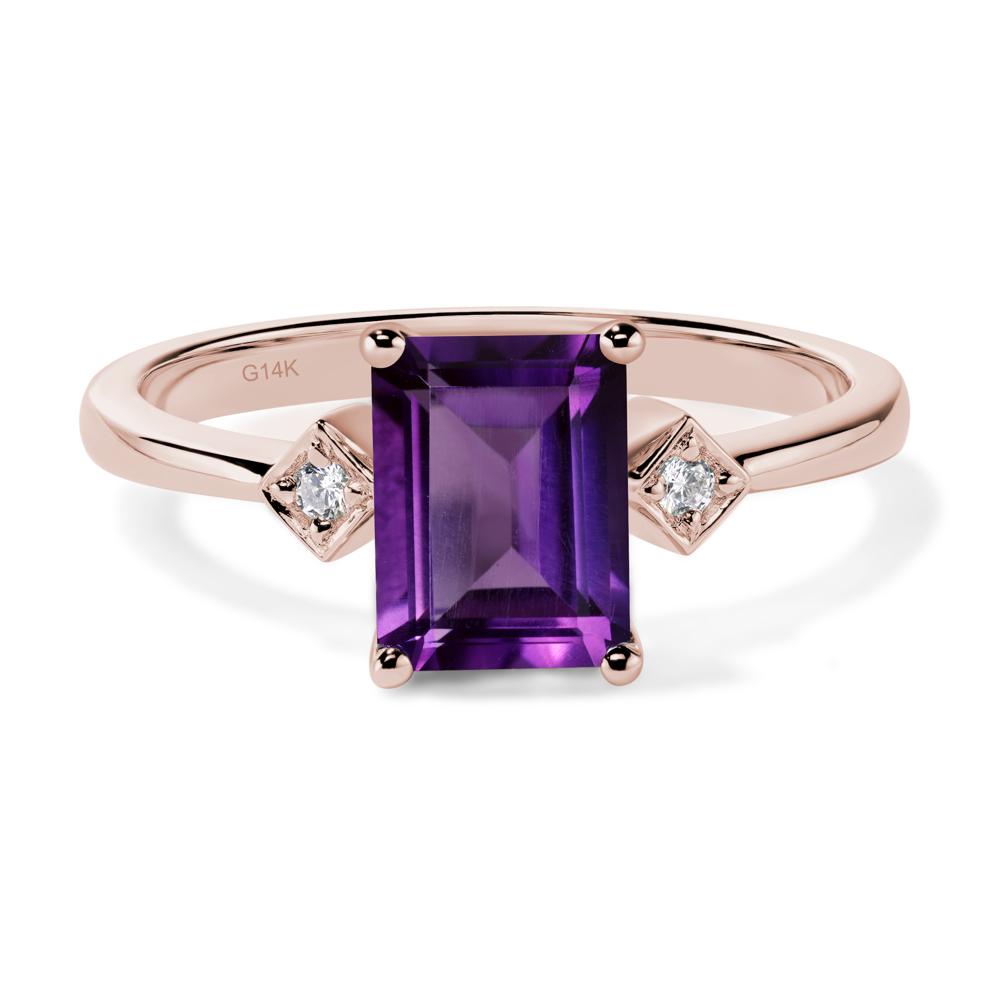 Emerald Cut Amethyst Engagement Ring - LUO Jewelry #metal_14k rose gold