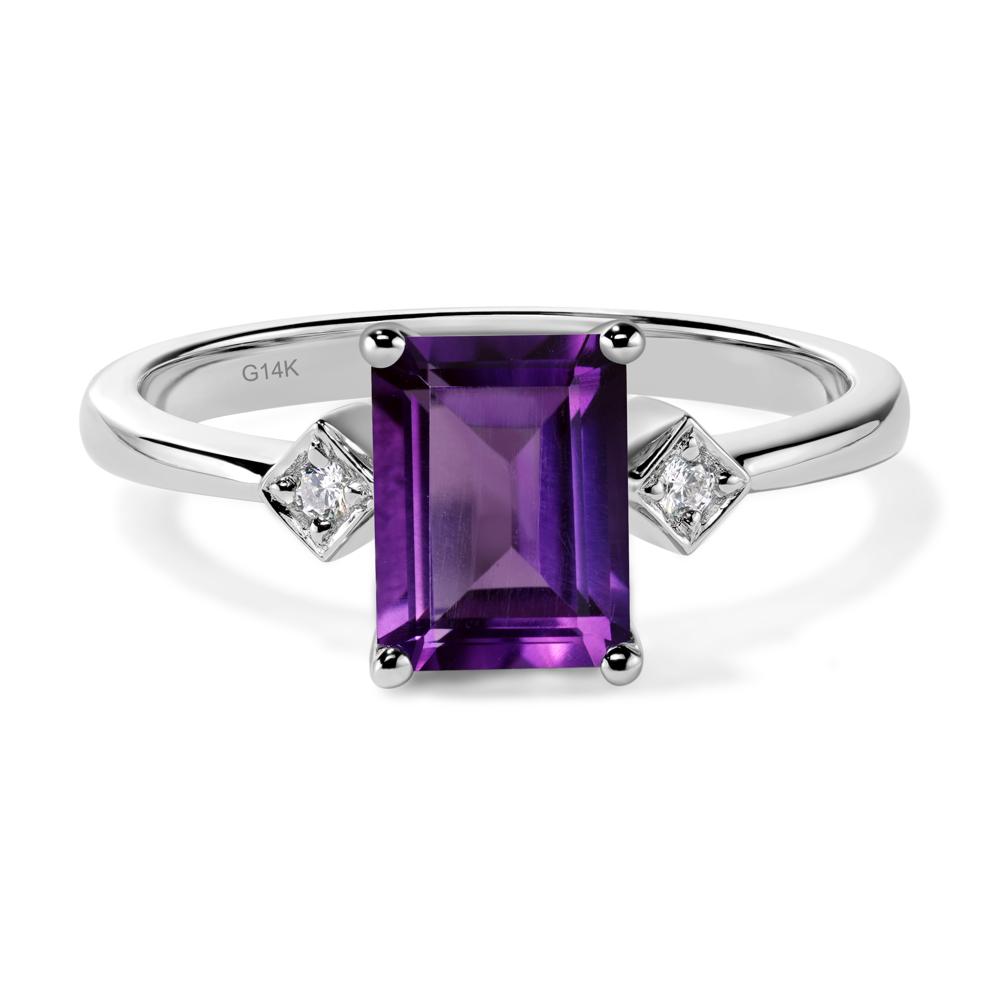 Emerald Cut Amethyst Engagement Ring - LUO Jewelry #metal_14k white gold