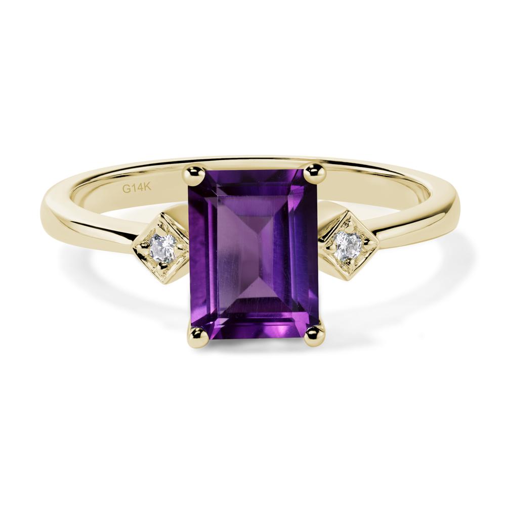 Emerald Cut Amethyst Engagement Ring - LUO Jewelry #metal_14k yellow gold