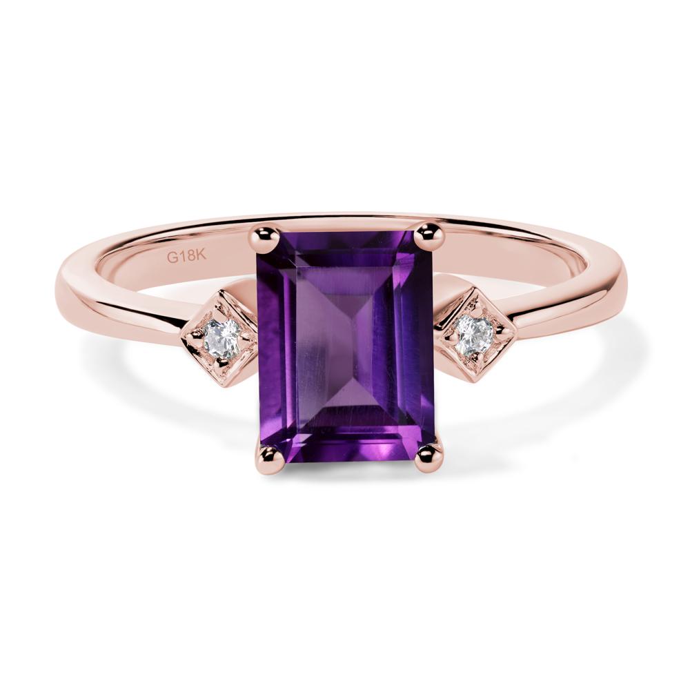 Emerald Cut Amethyst Engagement Ring - LUO Jewelry #metal_18k rose gold