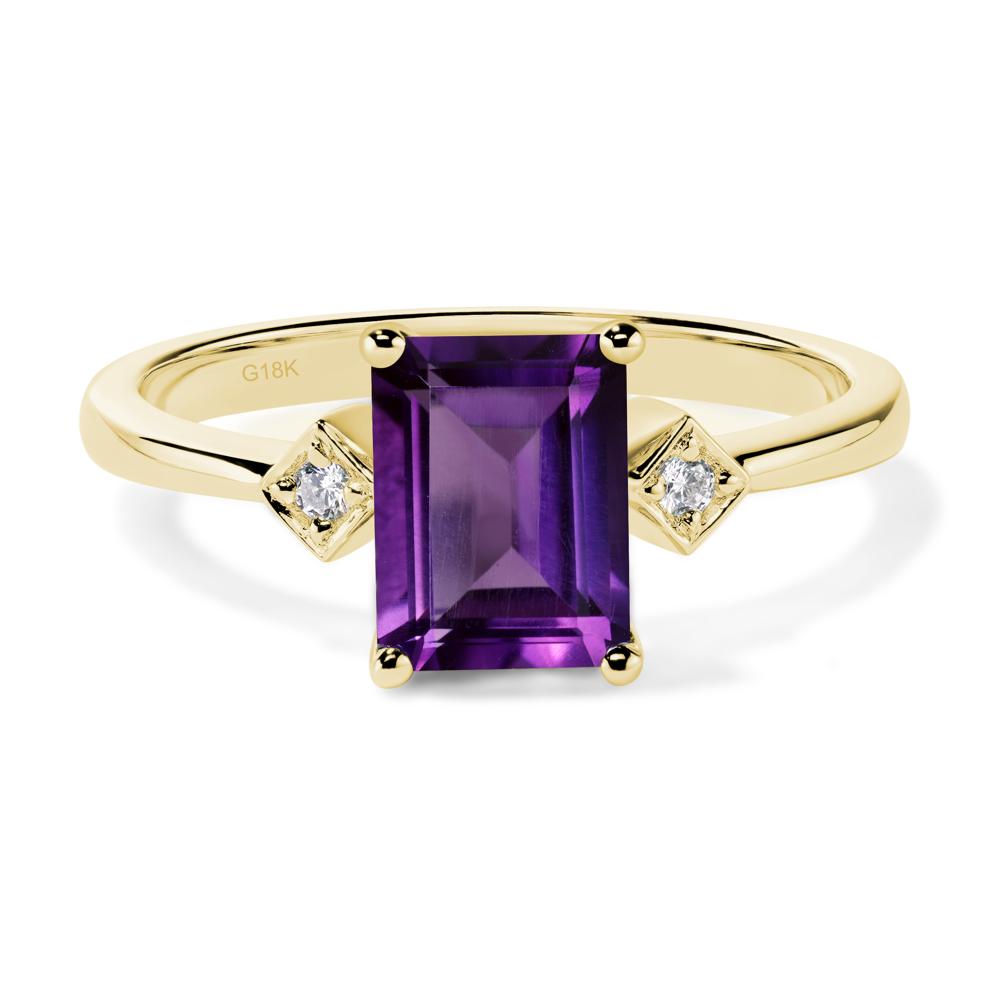 Emerald Cut Amethyst Engagement Ring - LUO Jewelry #metal_18k yellow gold