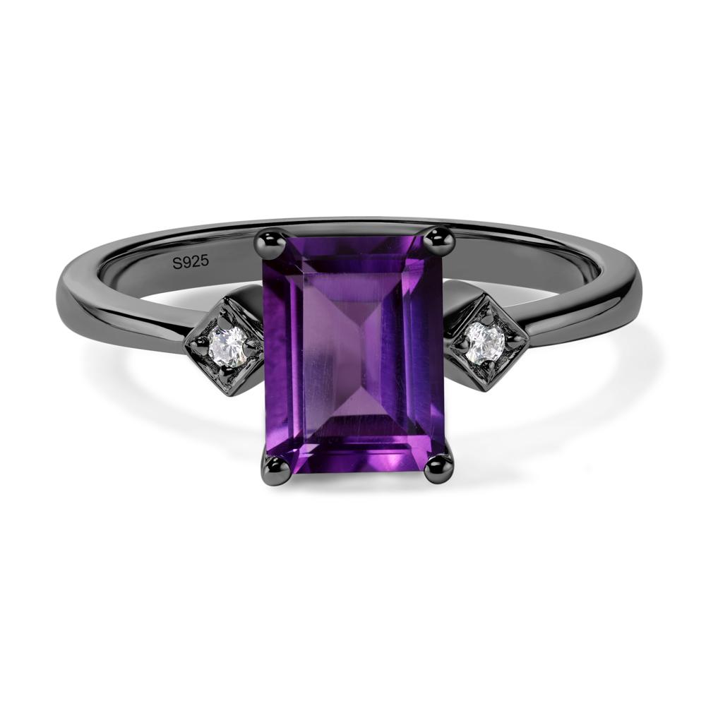 Emerald Cut Amethyst Engagement Ring - LUO Jewelry #metal_black finish sterling silver
