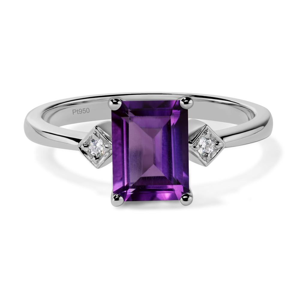 Emerald Cut Amethyst Engagement Ring - LUO Jewelry #metal_platinum