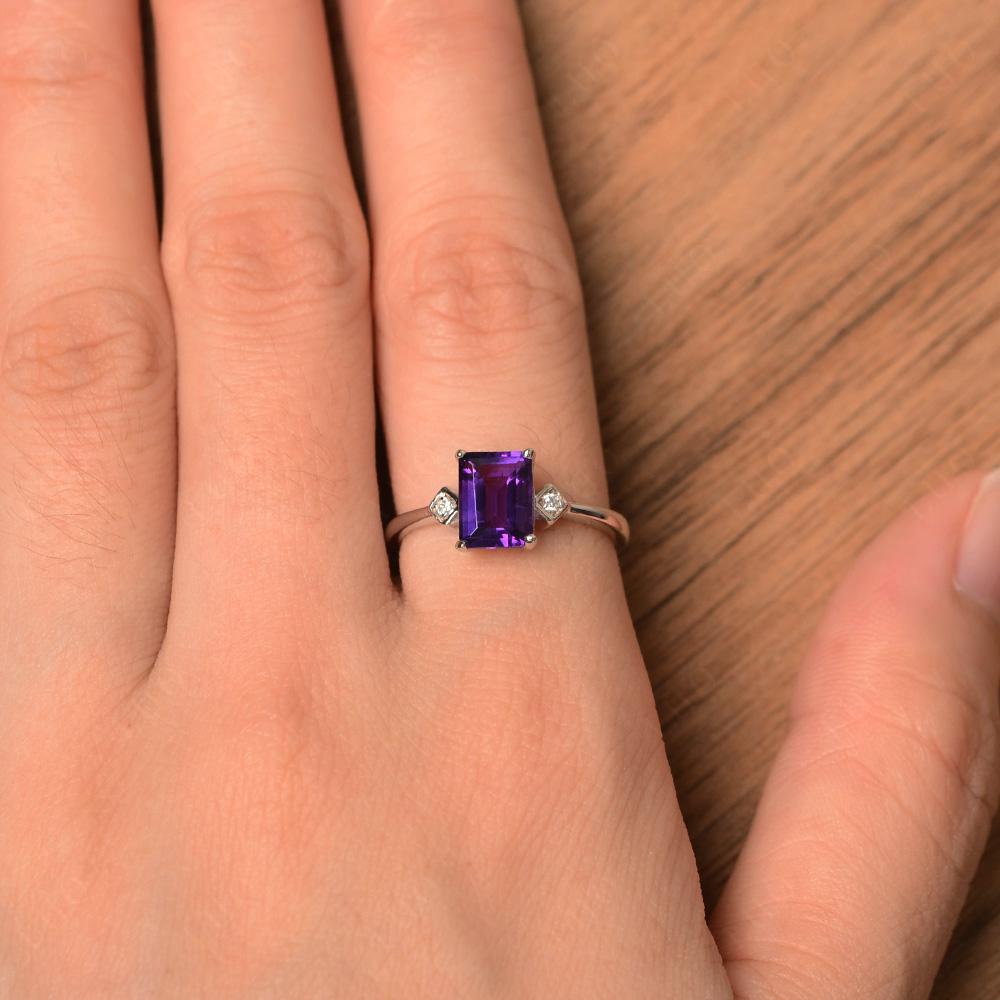 Emerald Cut Amethyst Engagement Ring - LUO Jewelry