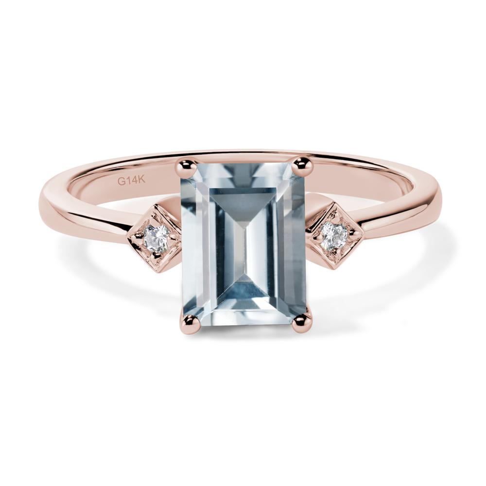 Emerald Cut Aquamarine Engagement Ring - LUO Jewelry #metal_14k rose gold