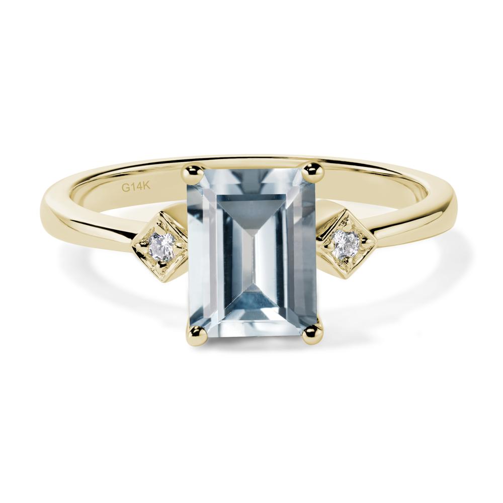 Emerald Cut Aquamarine Engagement Ring - LUO Jewelry #metal_14k yellow gold