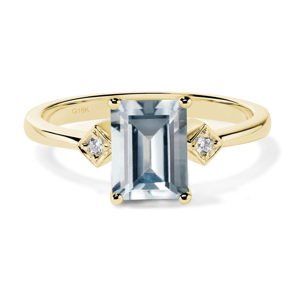 Emerald Cut Aquamarine Engagement Ring - LUO Jewelry #metal_18k yellow gold