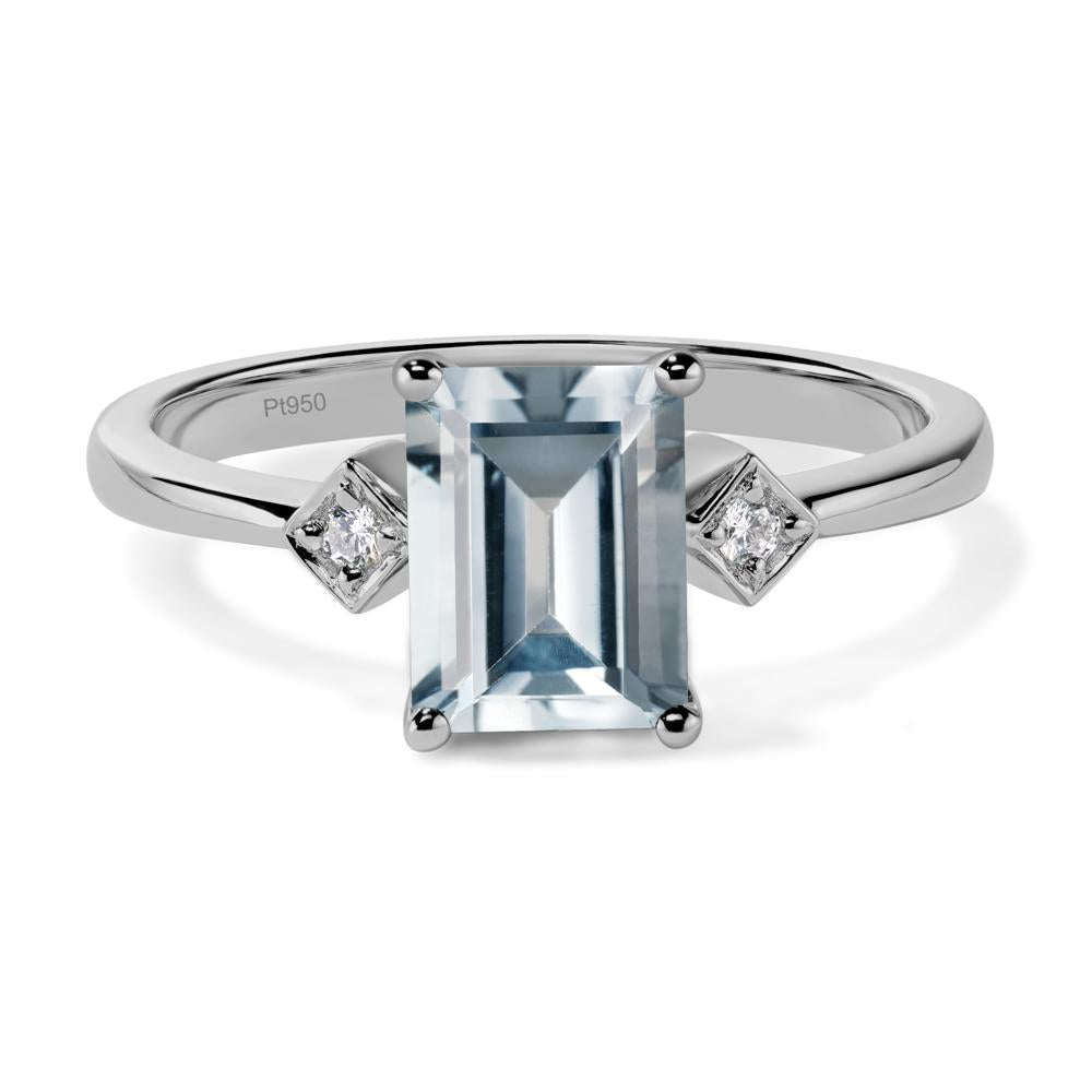 Emerald Cut Aquamarine Engagement Ring - LUO Jewelry #metal_platinum
