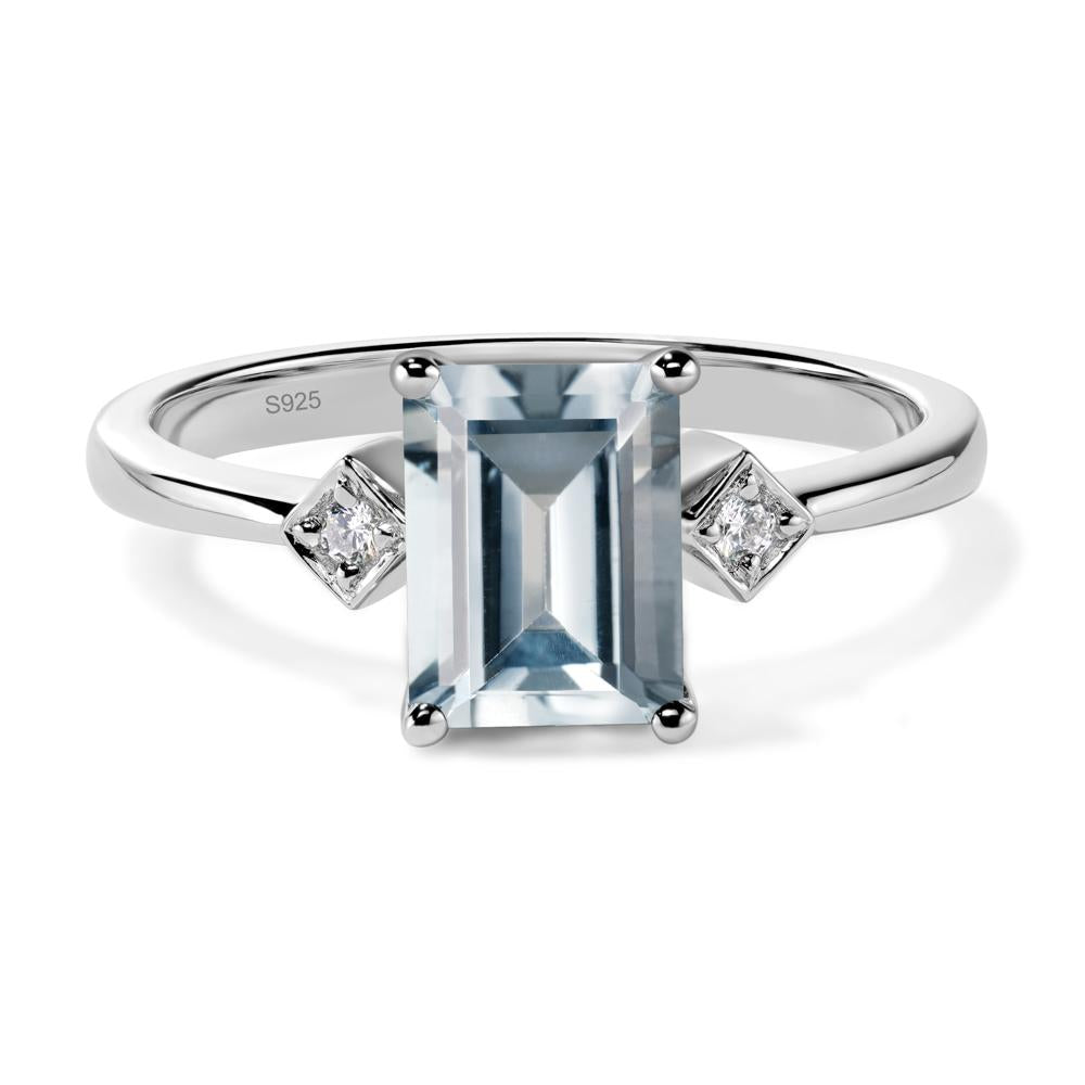 Emerald Cut Aquamarine Engagement Ring - LUO Jewelry #metal_sterling silver