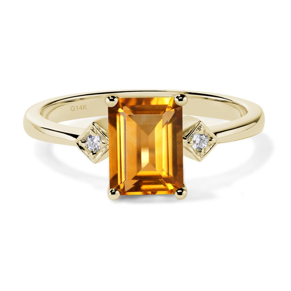 Emerald Cut Citrine Engagement Ring - LUO Jewelry #metal_14k yellow gold