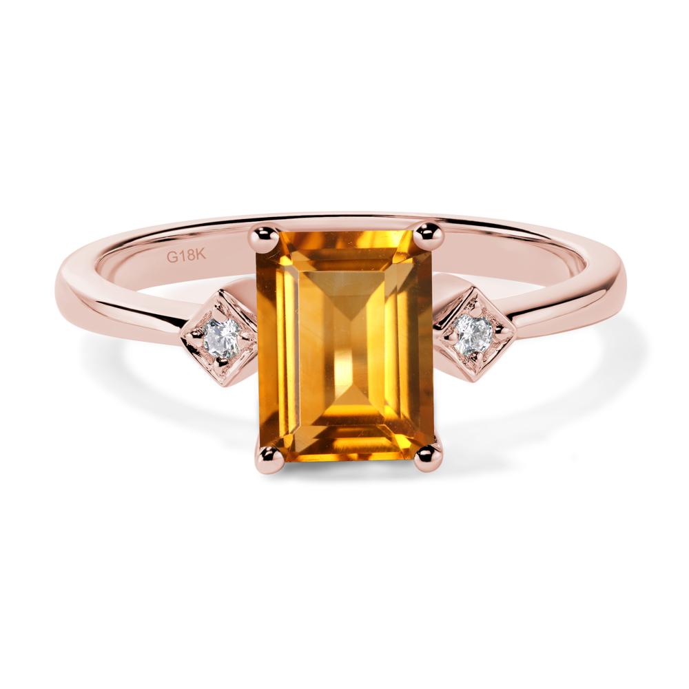 Emerald Cut Citrine Engagement Ring - LUO Jewelry #metal_18k rose gold