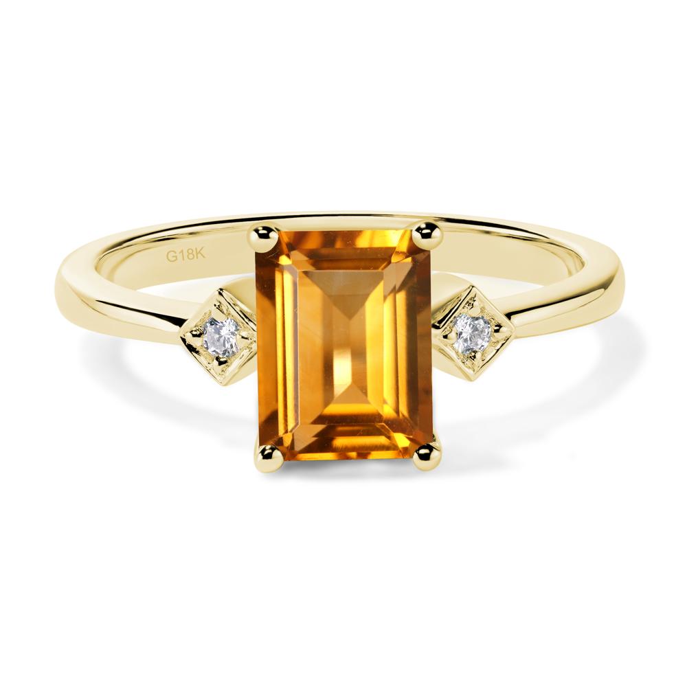 Emerald Cut Citrine Engagement Ring - LUO Jewelry #metal_18k yellow gold