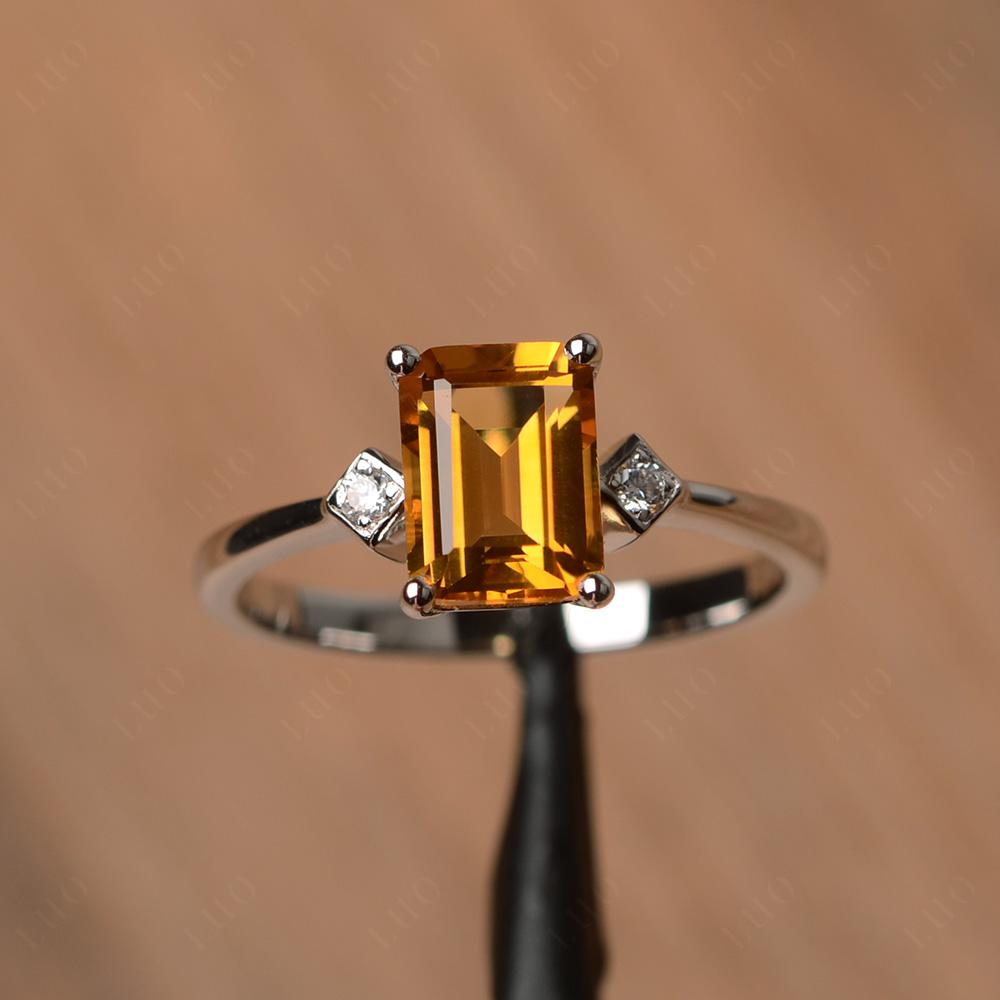 Emerald Cut Citrine Engagement Ring - LUO Jewelry