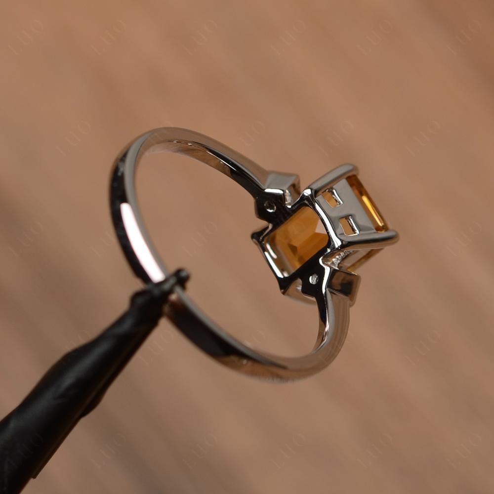 Emerald Cut Citrine Engagement Ring Gold - LUO Jewelry