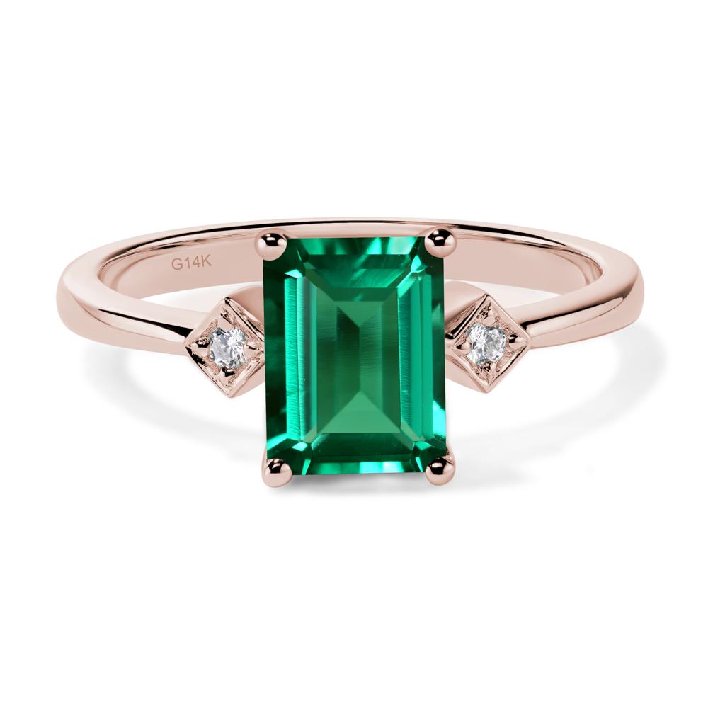 Emerald Cut Lab Created Emerald Engagement Ring - LUO Jewelry #metal_14k rose gold
