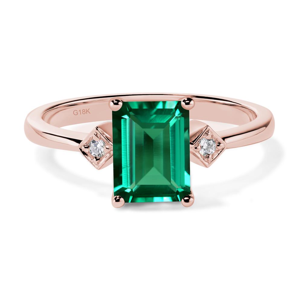 Emerald Cut Lab Created Emerald Engagement Ring - LUO Jewelry #metal_18k rose gold