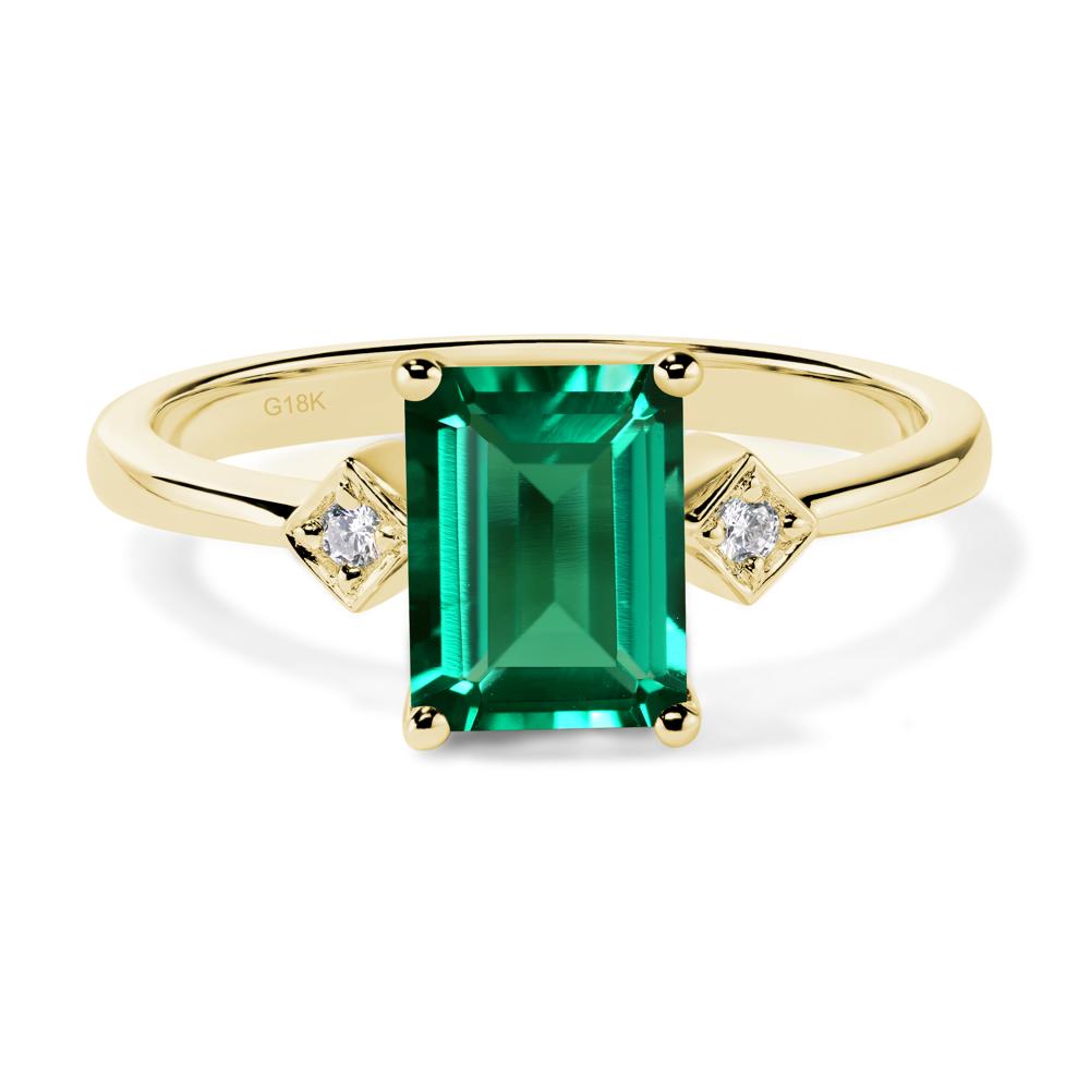 Emerald Cut Lab Created Emerald Engagement Ring - LUO Jewelry #metal_18k yellow gold