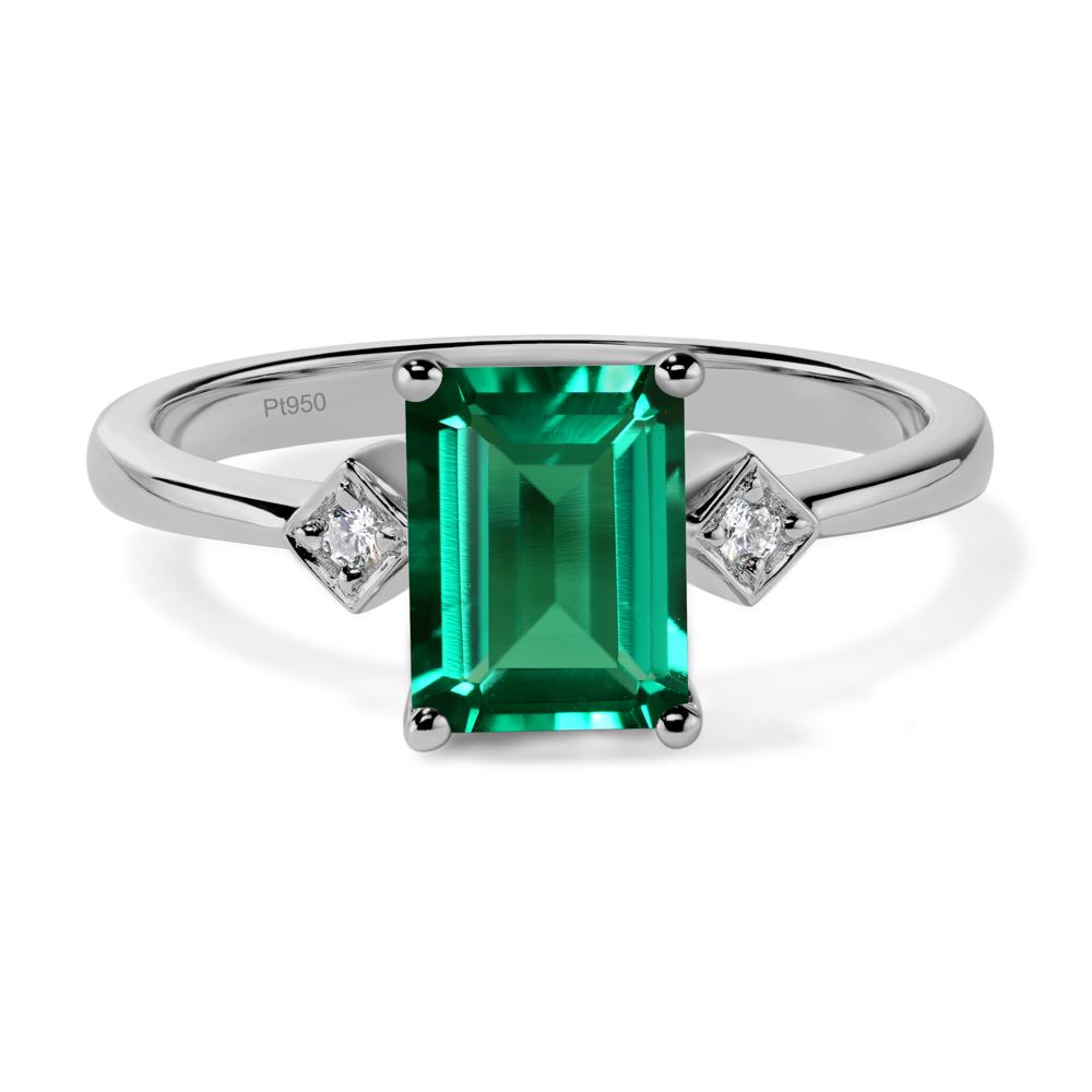 Emerald Cut Lab Created Emerald Engagement Ring - LUO Jewelry #metal_platinum