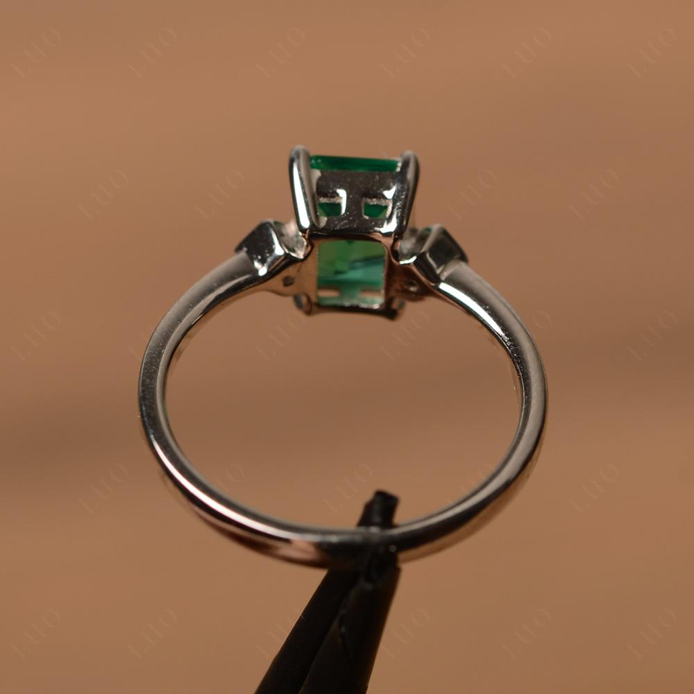 Emerald Cut Lab Created Emerald Engagement Ring - LUO Jewelry