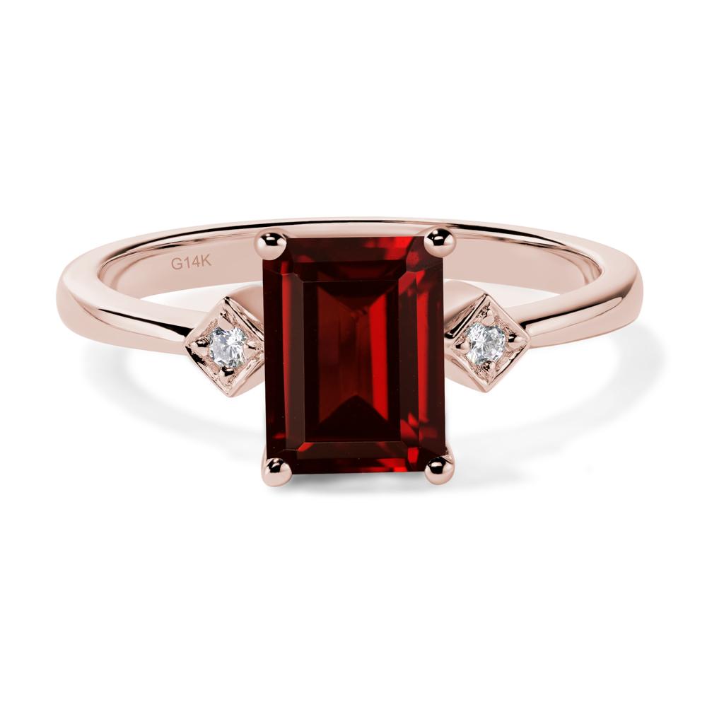 Emerald Cut Garnet Engagement Ring - LUO Jewelry #metal_14k rose gold