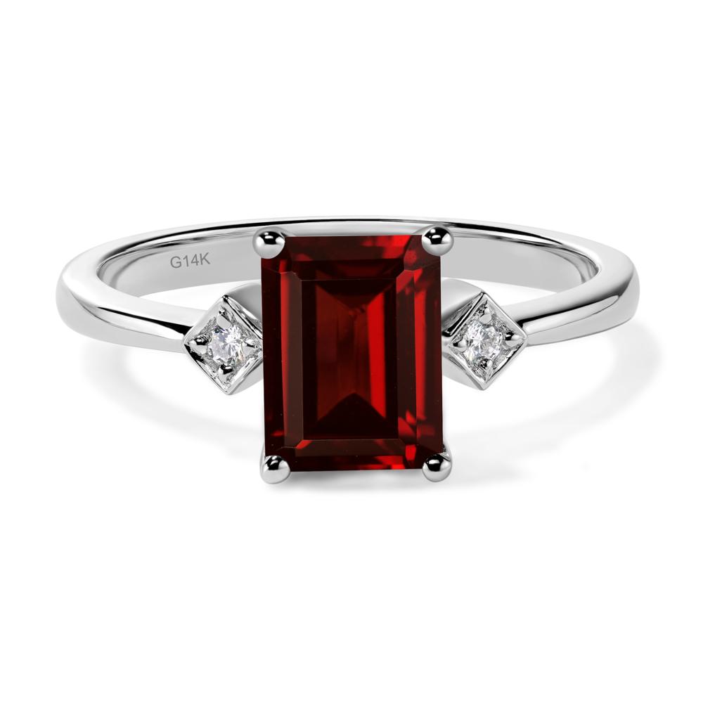 Emerald Cut Garnet Engagement Ring - LUO Jewelry #metal_14k white gold