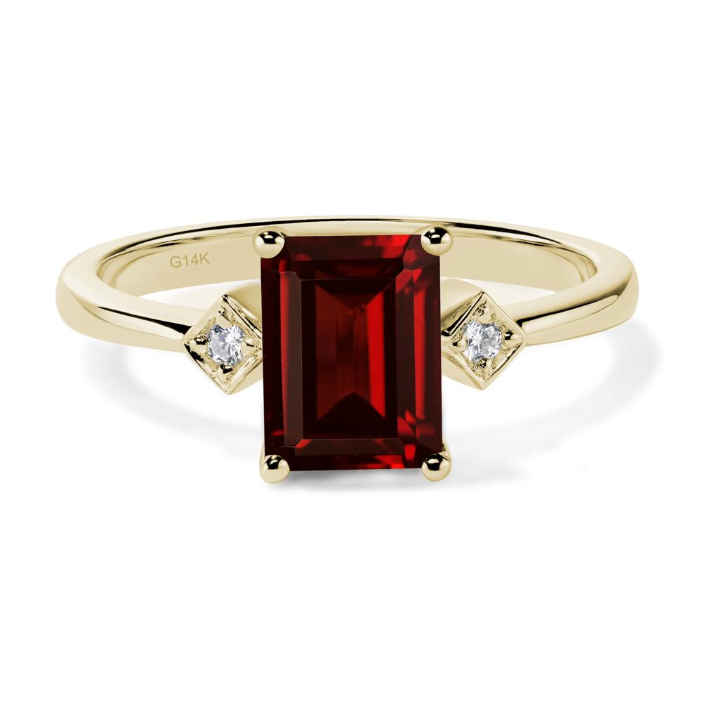 Emerald Cut Garnet Engagement Ring - LUO Jewelry #metal_14k yellow gold