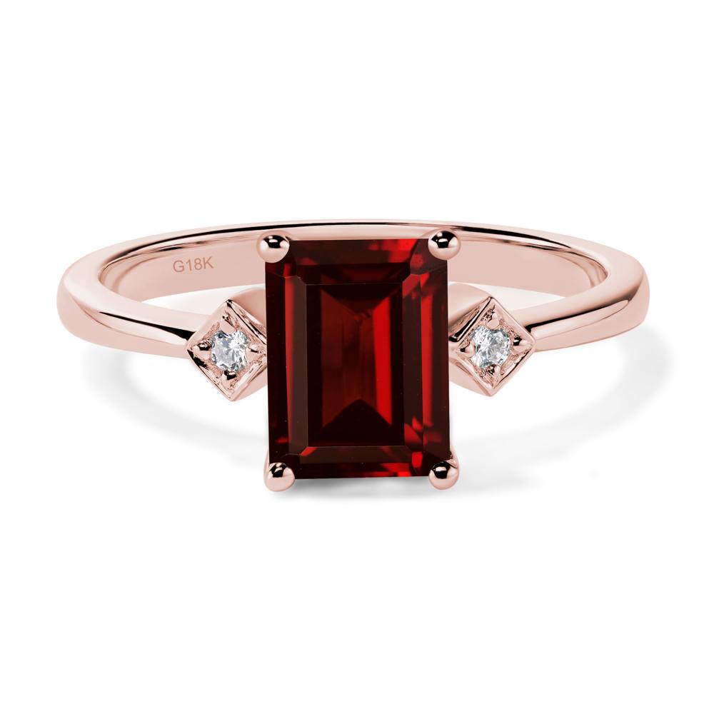 Emerald Cut Garnet Engagement Ring - LUO Jewelry #metal_18k rose gold