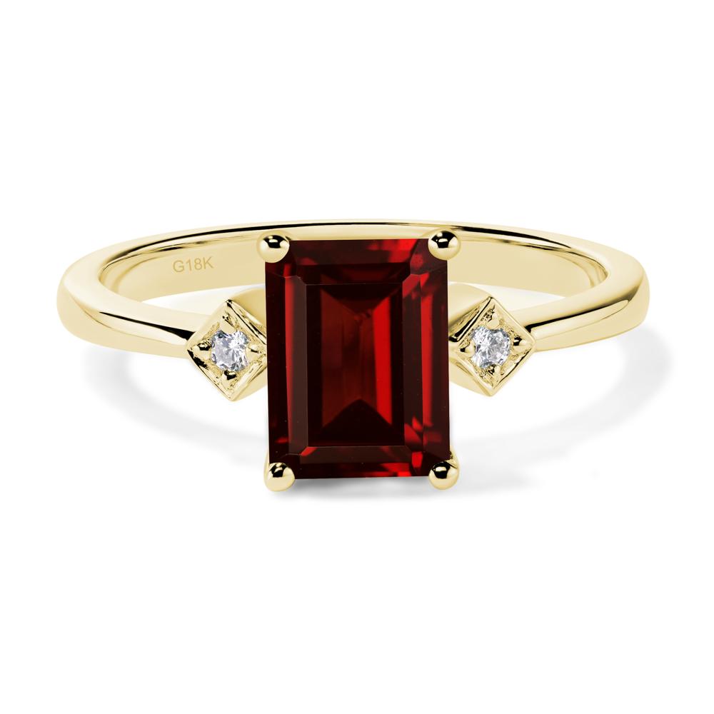 Emerald Cut Garnet Engagement Ring - LUO Jewelry #metal_18k yellow gold