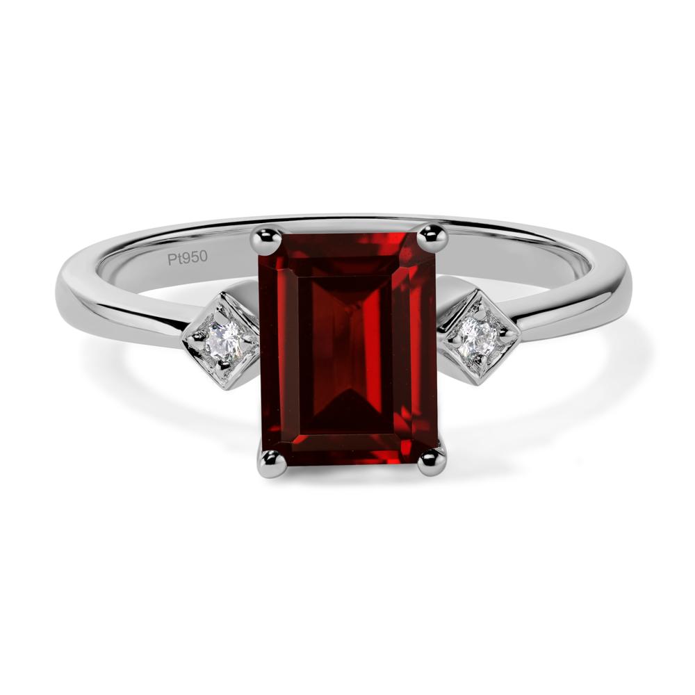 Emerald Cut Garnet Engagement Ring - LUO Jewelry #metal_platinum