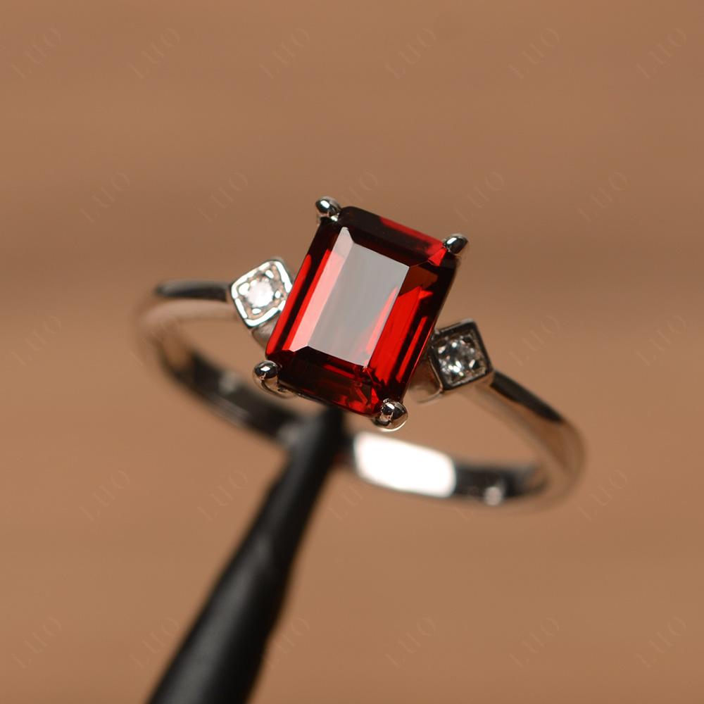 Emerald Cut Garnet Engagement Ring - LUO Jewelry