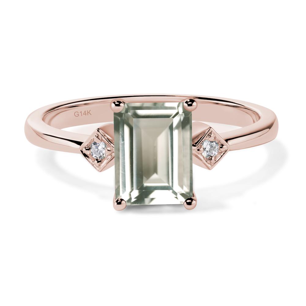 Emerald Cut Green Amethyst Engagement Ring - LUO Jewelry #metal_14k rose gold