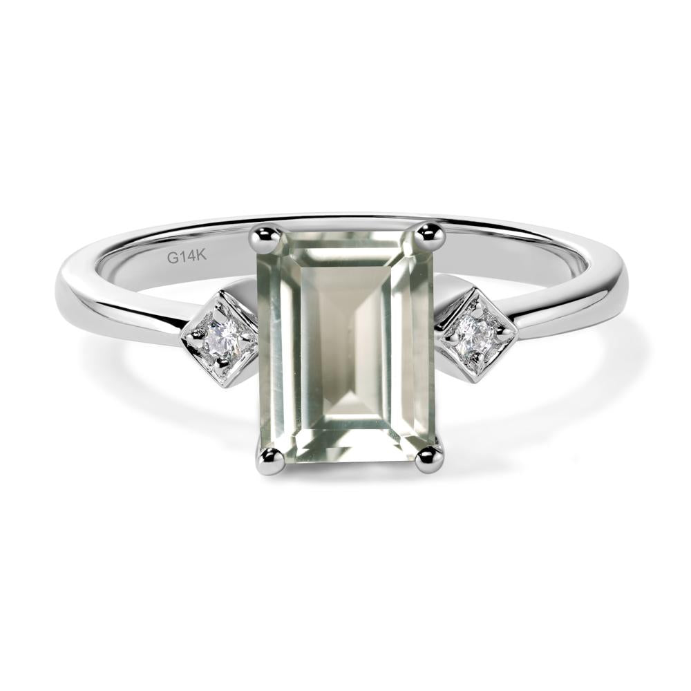 Emerald Cut Green Amethyst Engagement Ring - LUO Jewelry #metal_14k white gold