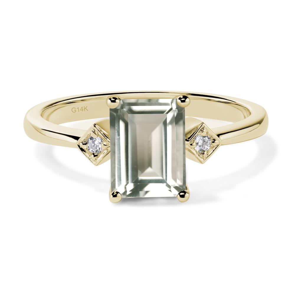 Emerald Cut Green Amethyst Engagement Ring - LUO Jewelry #metal_14k yellow gold