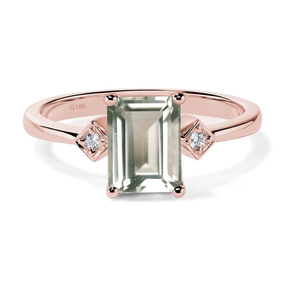Emerald Cut Green Amethyst Engagement Ring - LUO Jewelry #metal_18k rose gold