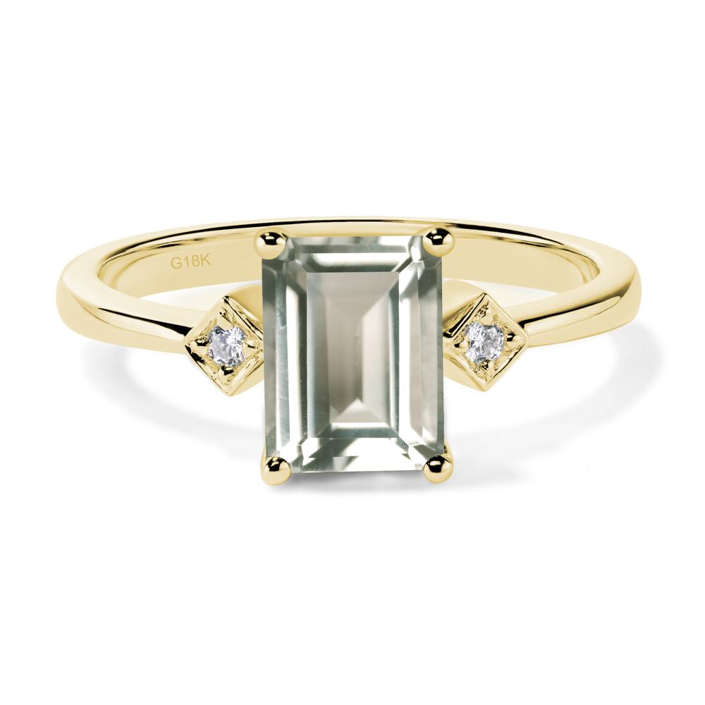 Emerald Cut Green Amethyst Engagement Ring - LUO Jewelry #metal_18k yellow gold