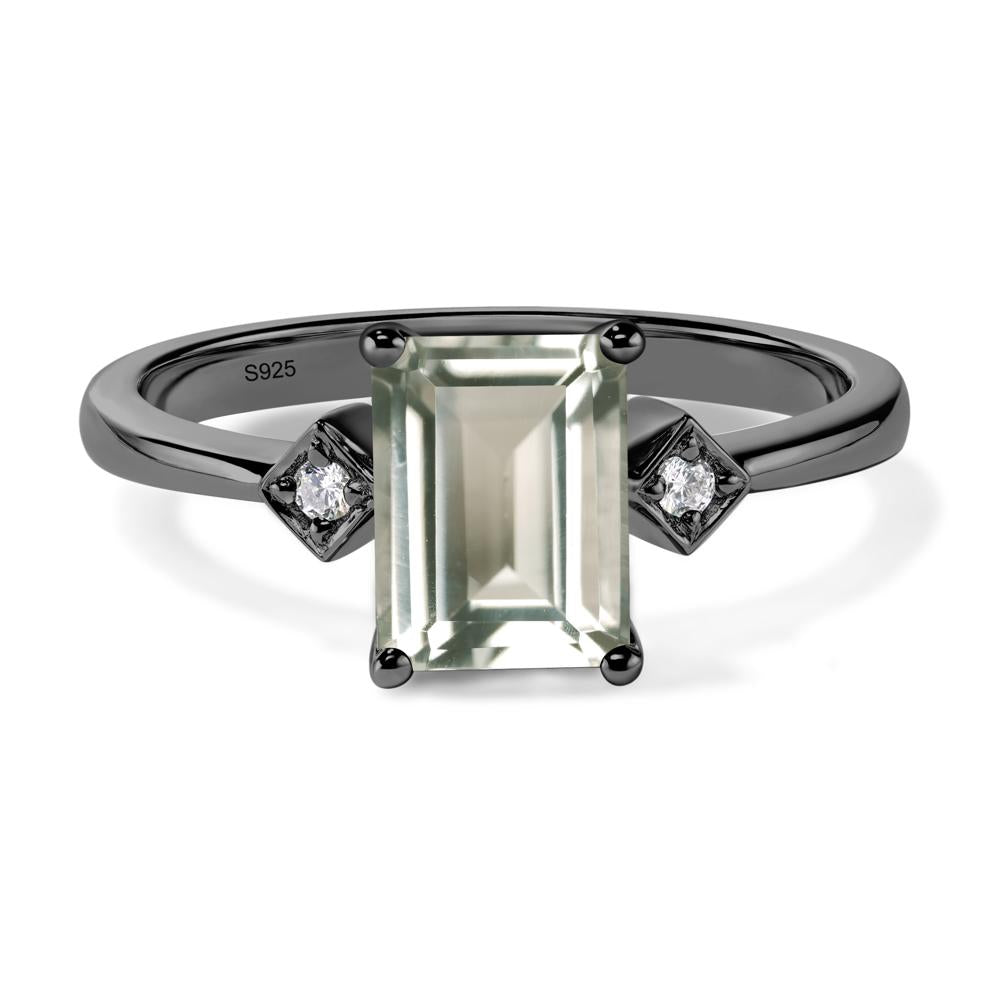 Emerald Cut Green Amethyst Engagement Ring - LUO Jewelry #metal_black finish sterling silver