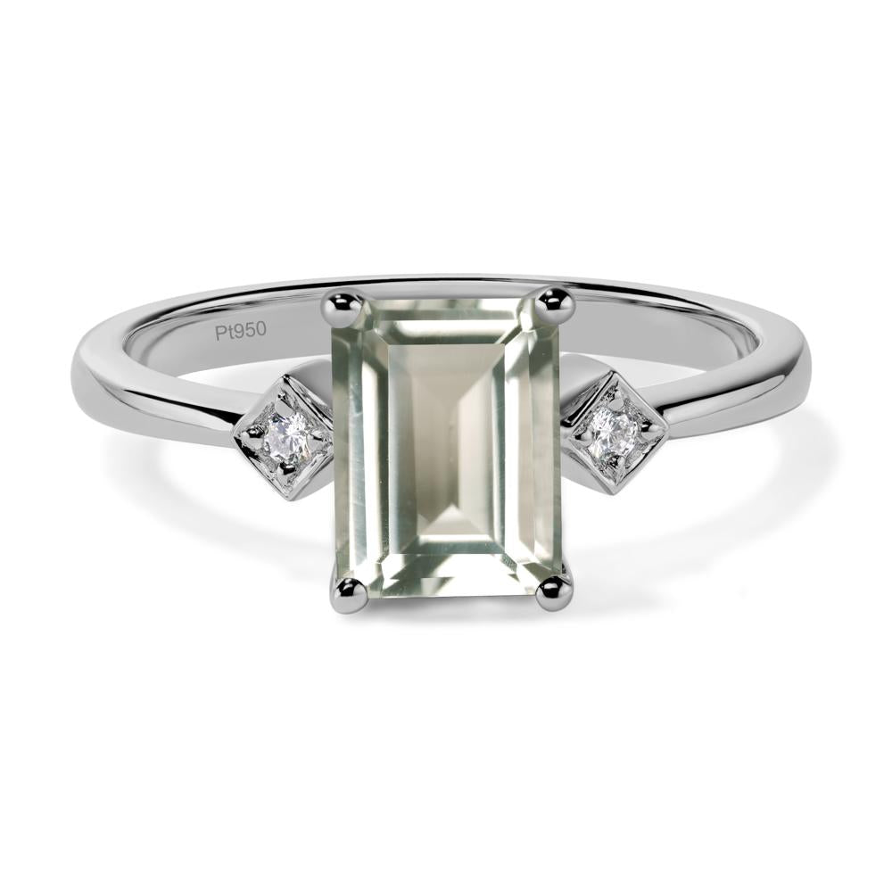 Emerald Cut Green Amethyst Engagement Ring - LUO Jewelry #metal_platinum
