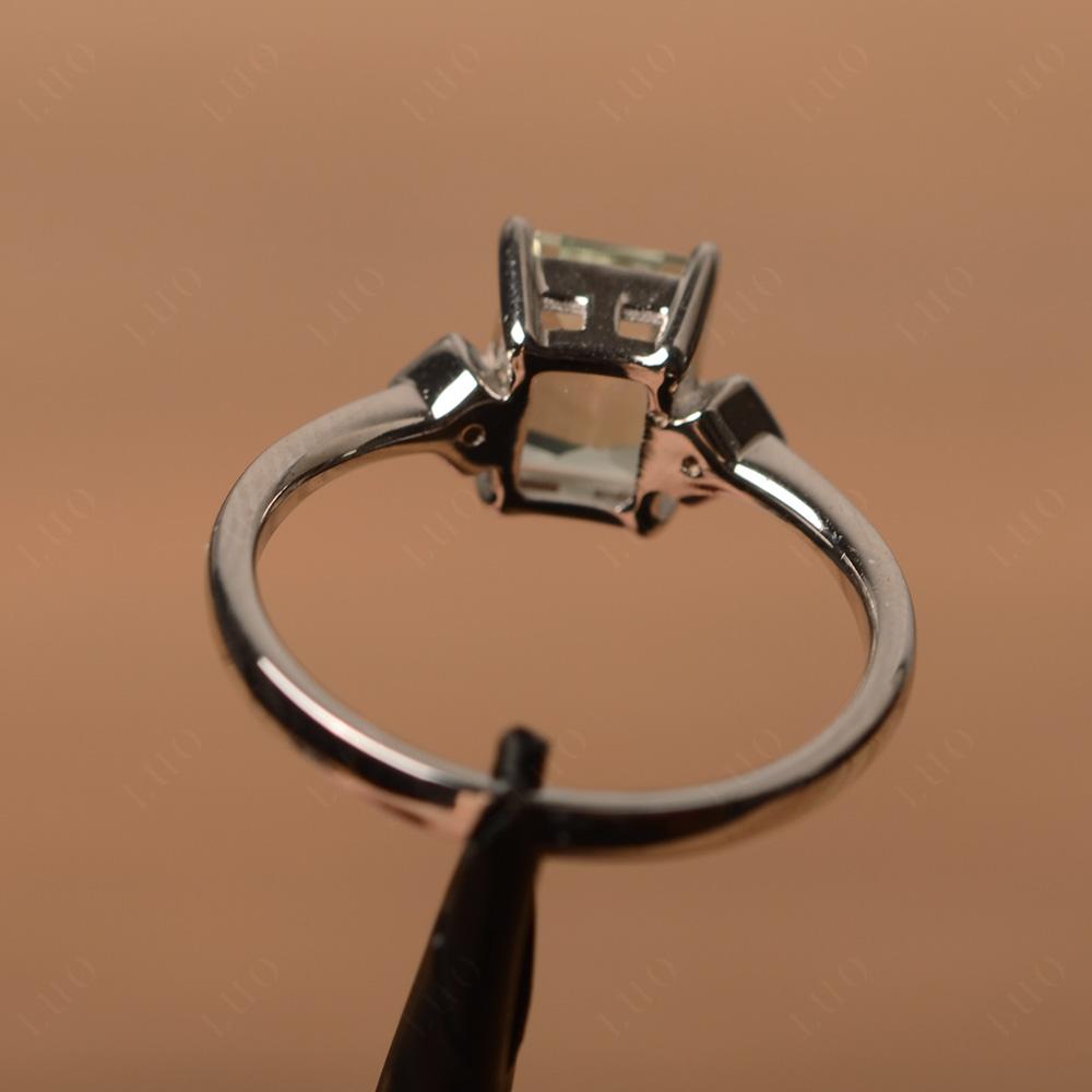 Emerald Cut Green Amethyst Engagement Ring - LUO Jewelry