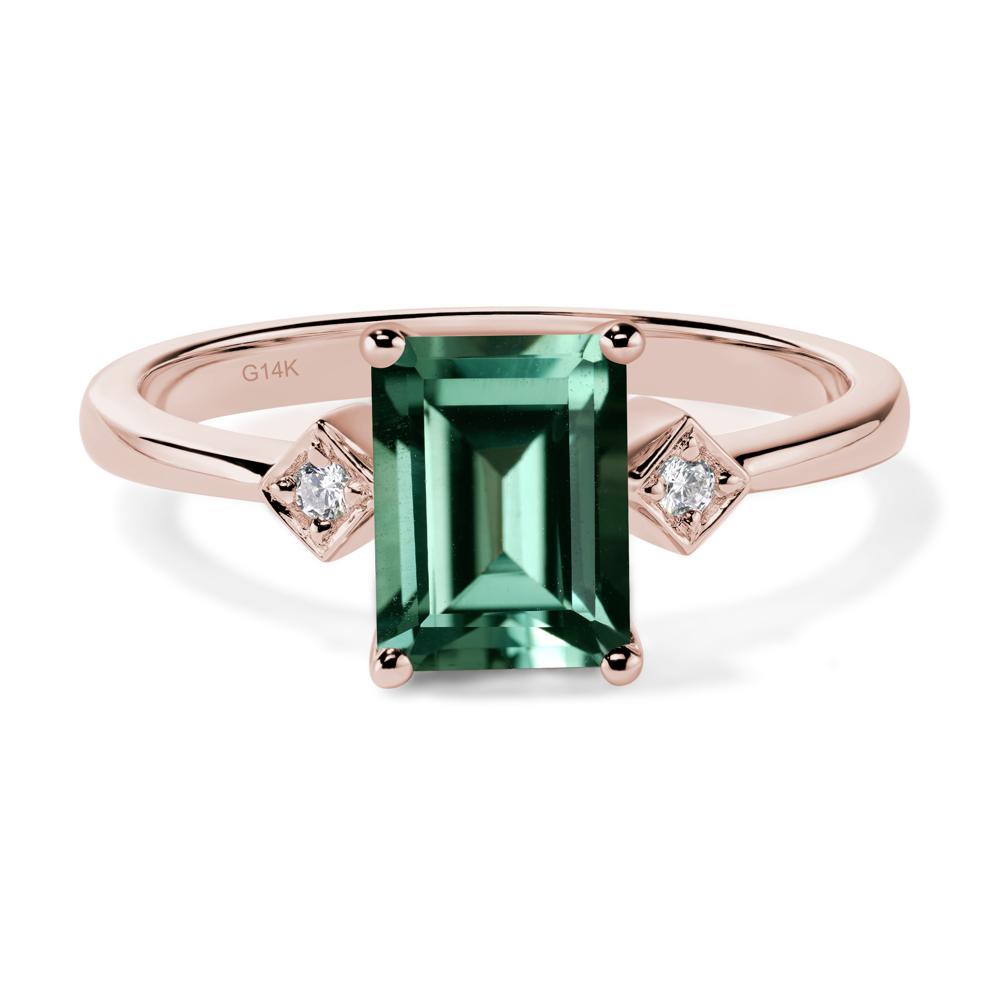 Emerald Cut Green Sapphire Engagement Ring - LUO Jewelry #metal_14k rose gold