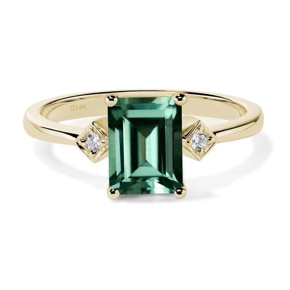 Emerald Cut Green Sapphire Engagement Ring - LUO Jewelry #metal_14k yellow gold