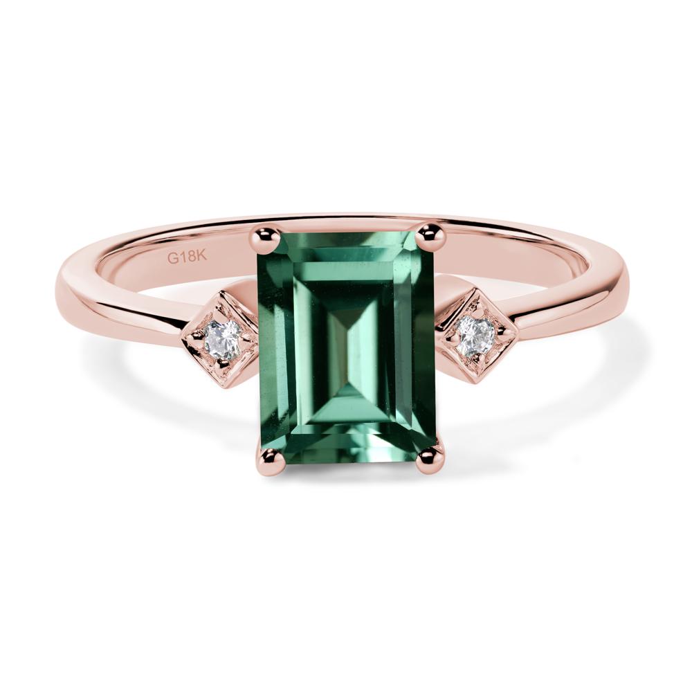 Emerald Cut Green Sapphire Engagement Ring - LUO Jewelry #metal_18k rose gold