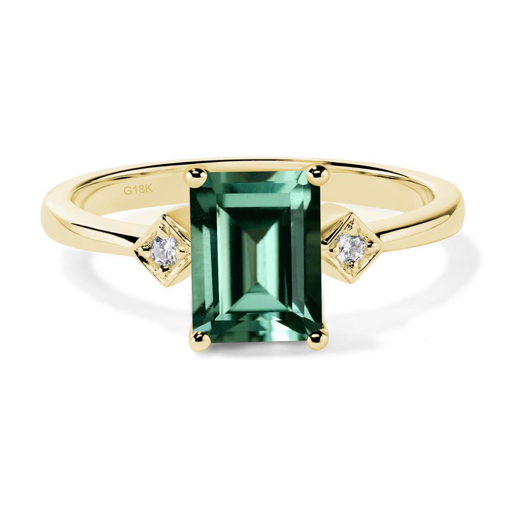 Emerald Cut Green Sapphire Engagement Ring - LUO Jewelry #metal_18k yellow gold
