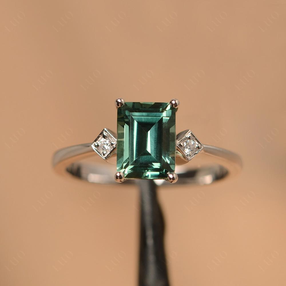 Emerald Cut Green Sapphire Engagement Ring Gold - LUO Jewelry