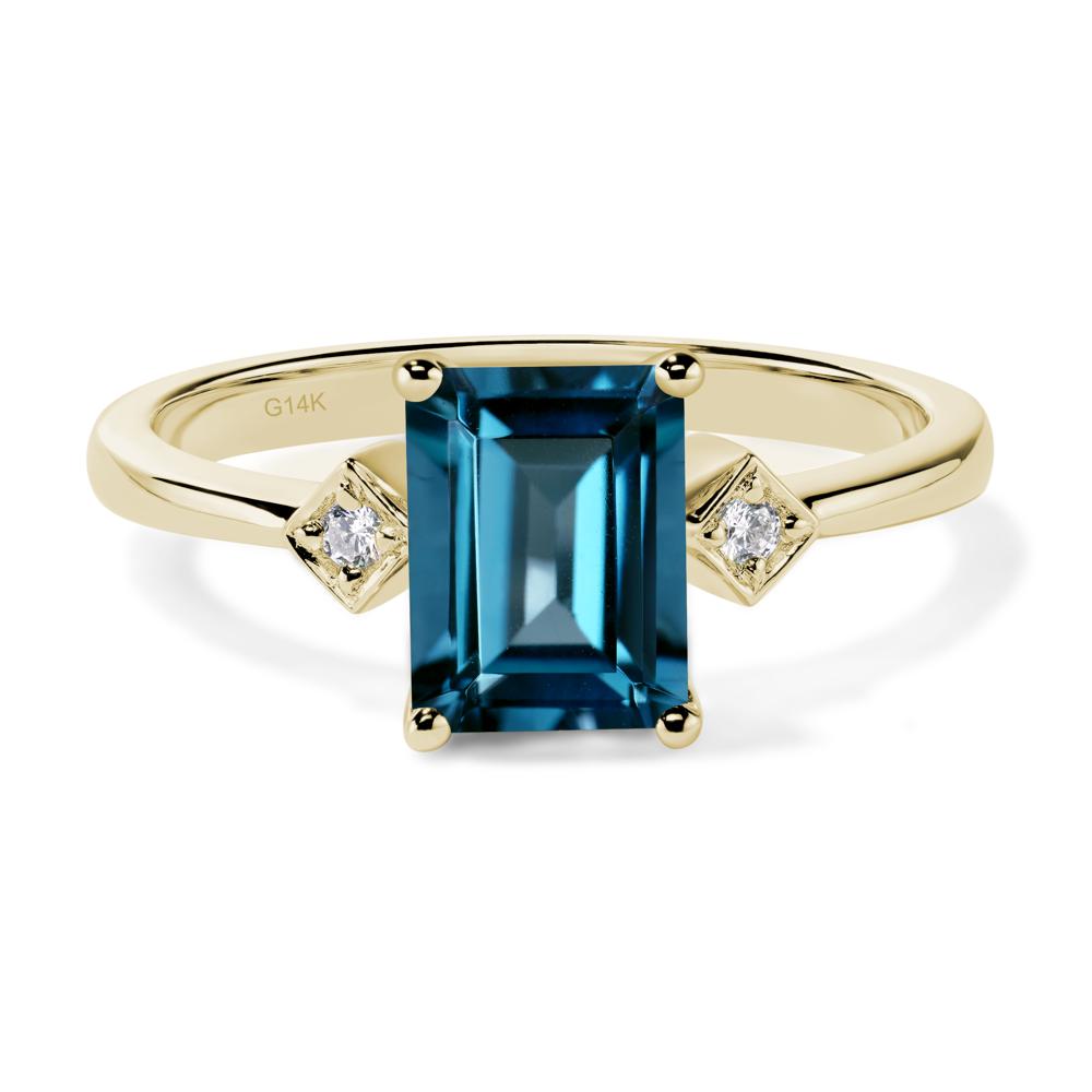 Emerald Cut London Blue Topaz Engagement Ring - LUO Jewelry #metal_14k yellow gold