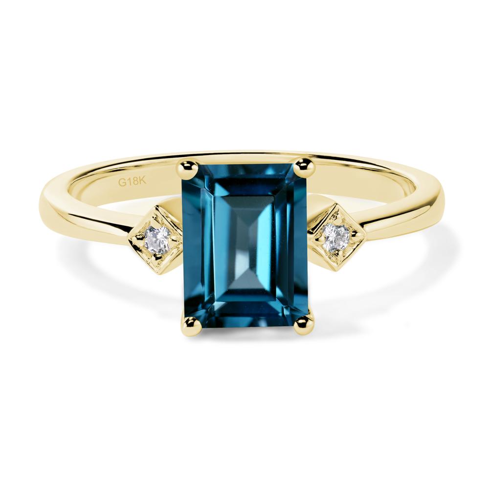 Emerald Cut London Blue Topaz Engagement Ring - LUO Jewelry #metal_18k yellow gold