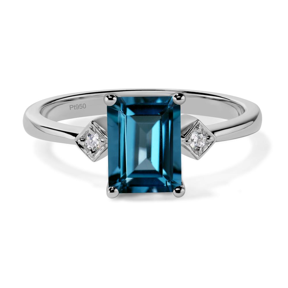 Emerald Cut London Blue Topaz Engagement Ring - LUO Jewelry #metal_platinum