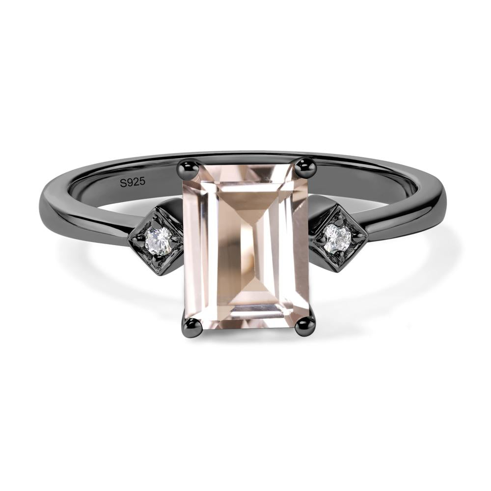 Emerald Cut Morganite Engagement Ring - LUO Jewelry #metal_black finish sterling silver